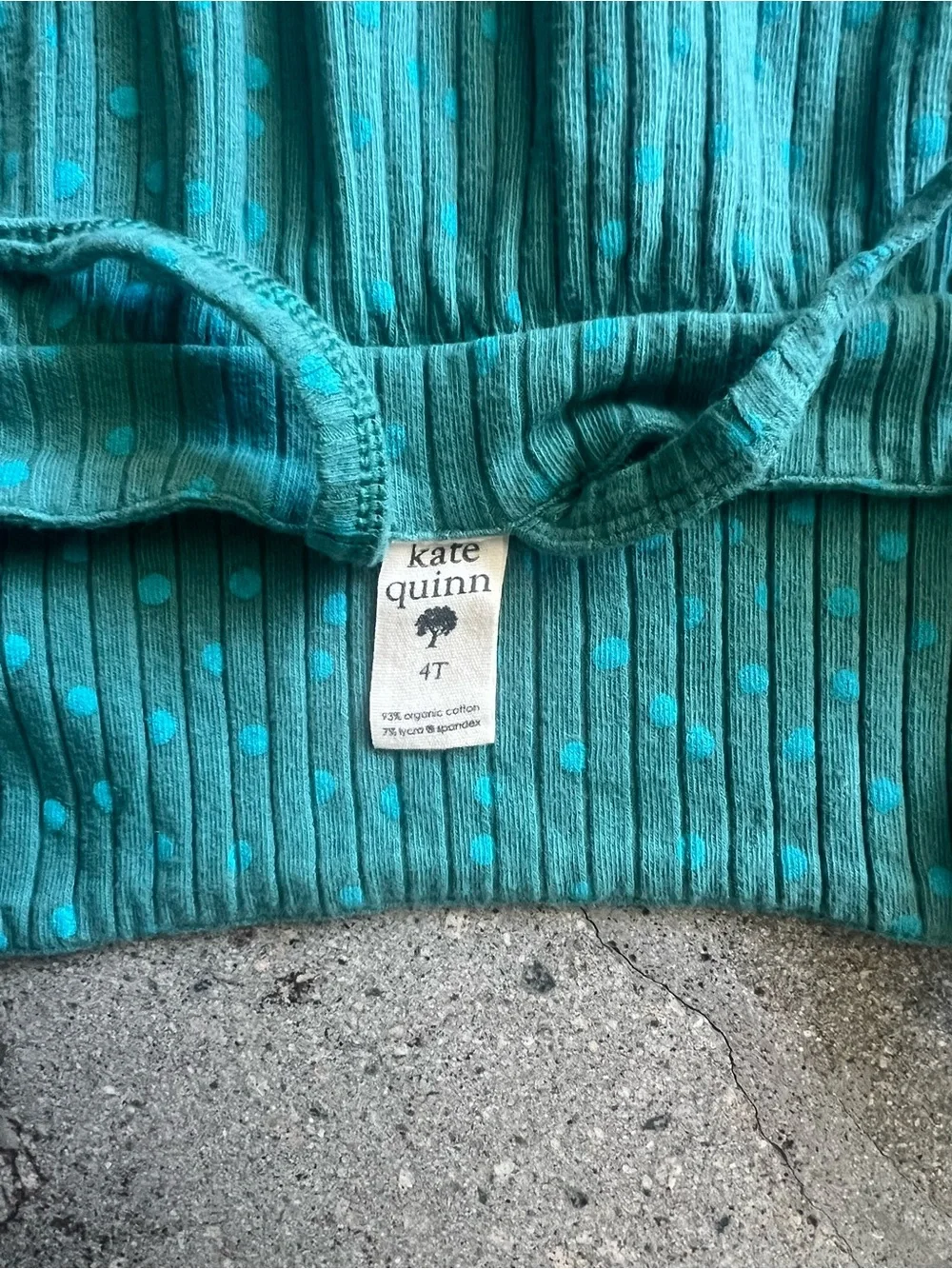 4T Kate Quinn Turquoise Ribbed One-Piece Bodysuit